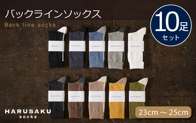 HARUSAKU バックラインソックス 10足セット （23cm～25cm） ／ ハルサク 靴下 メンズ 奈良県 葛城市【hrsk007】