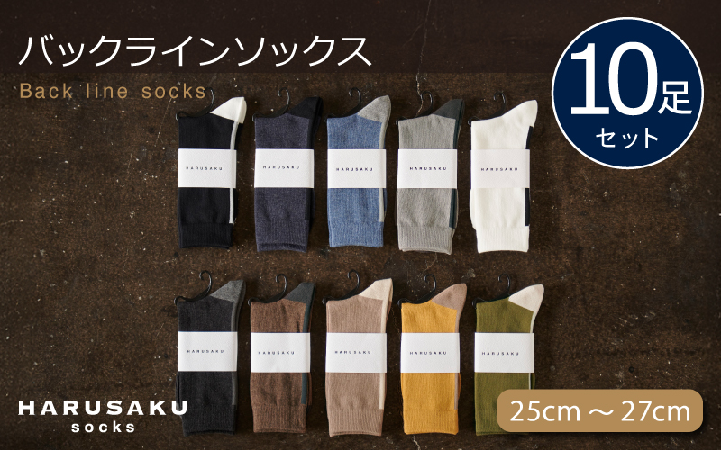 HARUSAKU バックラインソックス 10足セット （25cm～27cm） ／ ハルサク 靴下 メンズ 奈良県 葛城市【hrsk008】