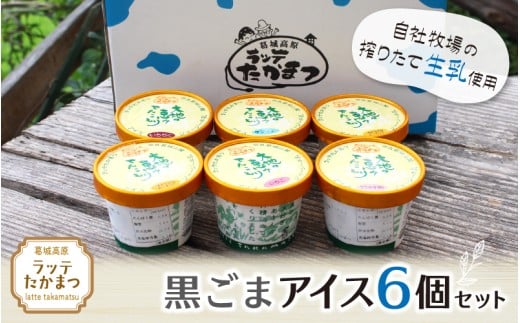 ラッテたかまつ 黒ごまアイス6個セット ／葛城 高原 牧場 ラッテのアイス【latt022】