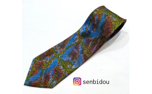 墨流し染 シルク ネクタイ 粘性体モダンカラー ／ 染美堂 絹 サテン織 奈良県 葛城市【snbd004】