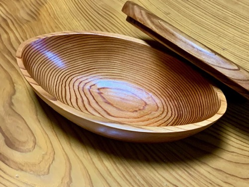 吉野杉 楕円型 弁当箱／津田瑞苑 ボウル 木製 スギ ガラス 