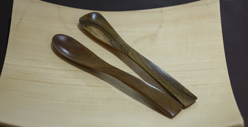 木製 デザートカトラリー ４本セット／津田瑞苑 ガラスコ