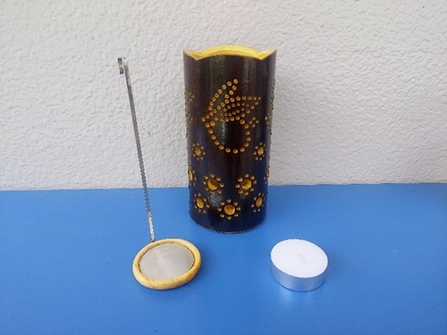 竹製 キャンドル ホルダー ウサギ Ｕ-1 (表皮焦がしタイプ)