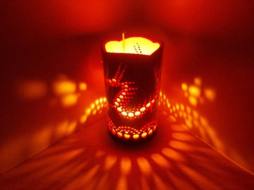 竹製キャンドルホルダー 龍 Ｒ-1 (表皮焦がしタイプ) ／ 竜 