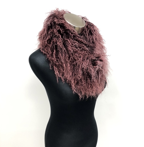 ファー マフラー チベットラム グラデーションボルドー ／ 