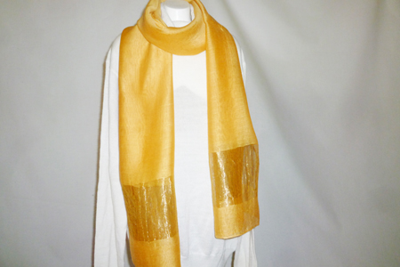 （G）草木染のストール（大・橘・シルク）