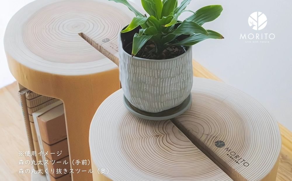 森の丸太スツール＜ヒノキ／磨き丸太仕上げ＞／ スツール 