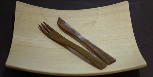 木製 デザートカトラリー ４本セット／津田瑞苑 ガラスコ