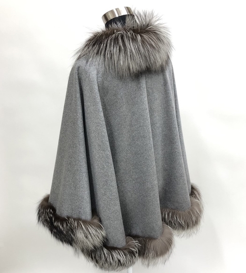 マント カシミヤ100% ライトグレー ／ 西本毛皮商店 SAGA 高級