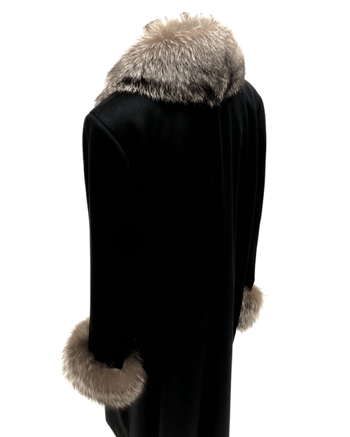 レディース ロングコート カシミヤ100％ ブラック ／ 西本毛