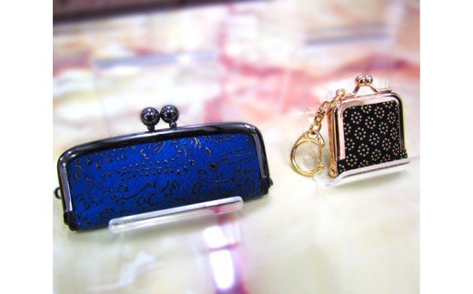 印傳 印鑑入れ・プチがまキーホルダー2点セット(男性用)