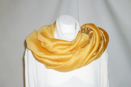 （G）草木染のストール（大・橘・シルク）