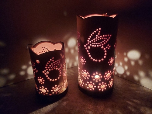 竹製キャンドル ホルダー ウサギセット ＵＷ-2 (表皮剥ぎタ