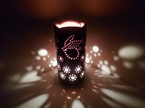 竹製 キャンドル ホルダー ウサギ Ｕ-2 (表皮剥ぎタイプ)／