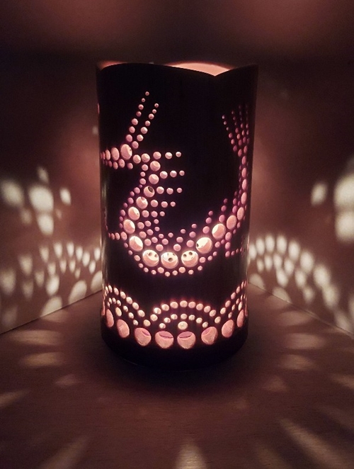 竹製キャンドルホルダー 龍 Ｒ-1 (表皮焦がしタイプ) ／ 竜 