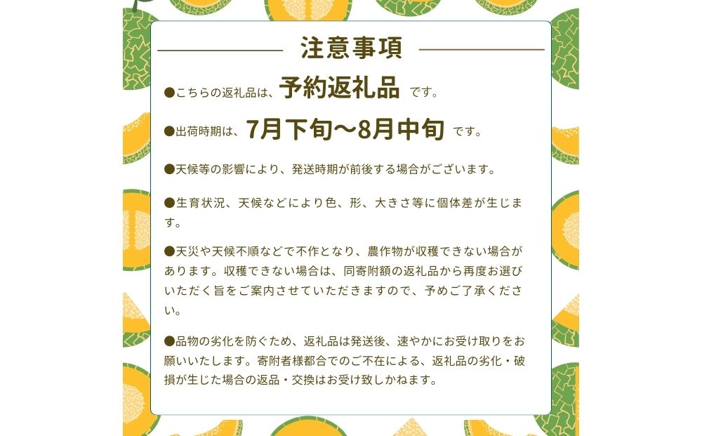 【予約:7月下旬〜8月上旬出荷】有機メロン「甘玉」1玉 ／メ