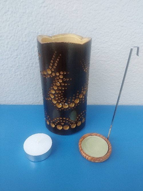 竹製キャンドルホルダー 龍 Ｒ-1 (表皮焦がしタイプ) ／ 竜 