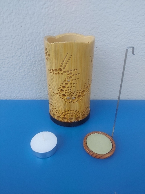 竹製キャンドルホルダー 龍 Ｒ-2 (表皮剥ぎタイプ) ／ 竜 た