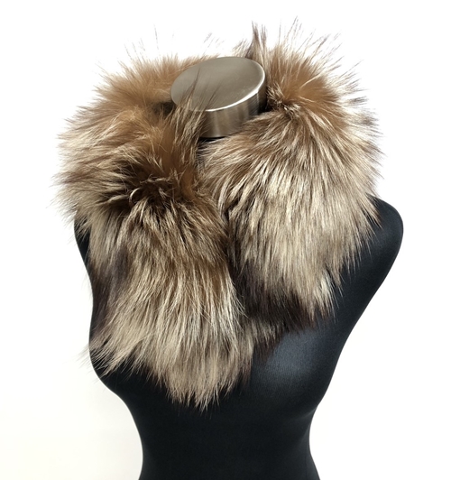 ファー マフラー シルバーフォックス キャメル&ベージュ ／