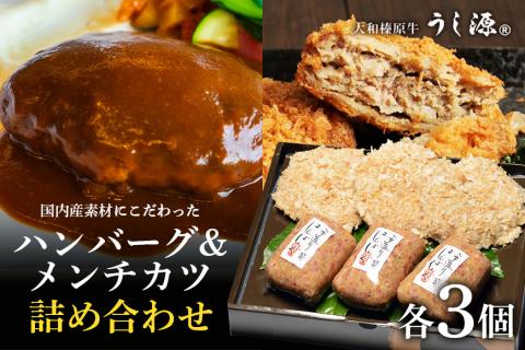 (冷凍)大和榛原牛ハンバーグ・メンチカツ詰合/キャンプ バーベキュー 時短 父の日 母の日 奈良県 宇陀市 お中元 贈答用 贈り物 暑中見舞い お土産 お歳暮 内祝いまとめ買い 美味しい部位 キャンプ 送料無料 味付き