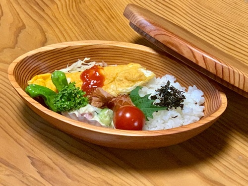 吉野杉 楕円型 弁当箱／津田瑞苑 ボウル 木製 スギ ガラス