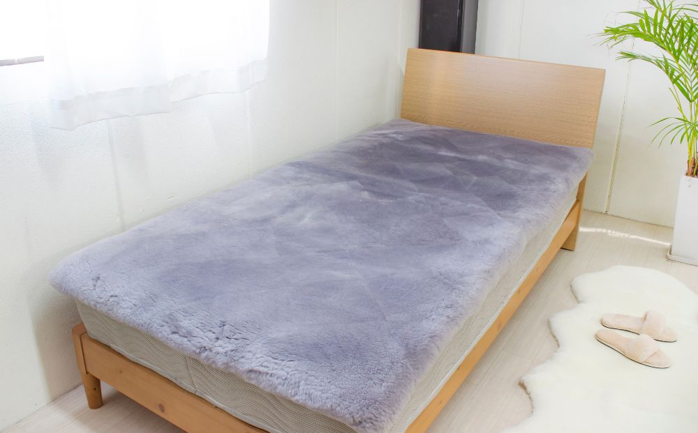 奈良 (株)マスダ製 ムートン シーツ ダブル グレー／ 寝具