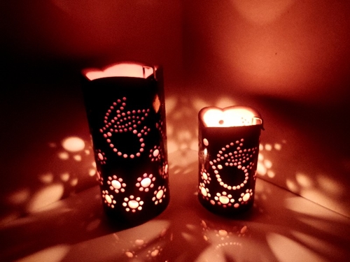 竹製キャンドル ホルダー ウサギセット ＵＷ-1 (表皮焦がし