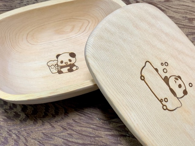 木曽檜 バスタブ型 弁当箱 【 パンダ 】 ランチ タブ ／ 津