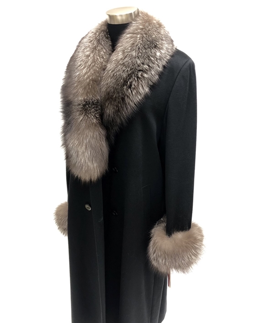 レディース ロングコート カシミヤ100％ ブラック ／ 西本毛