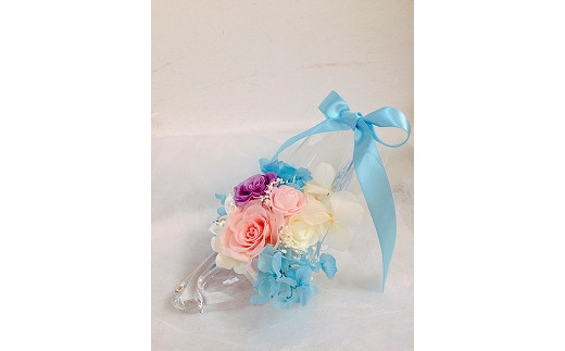 プリザーブドフラワー fleur misakiのガラスの靴シリーズ 「シンデレラのガラスの靴」 アレンジ ／ お祝い インテリア 雑貨 花 贈り物 プレゼント ギフト 奈良県 田原本町