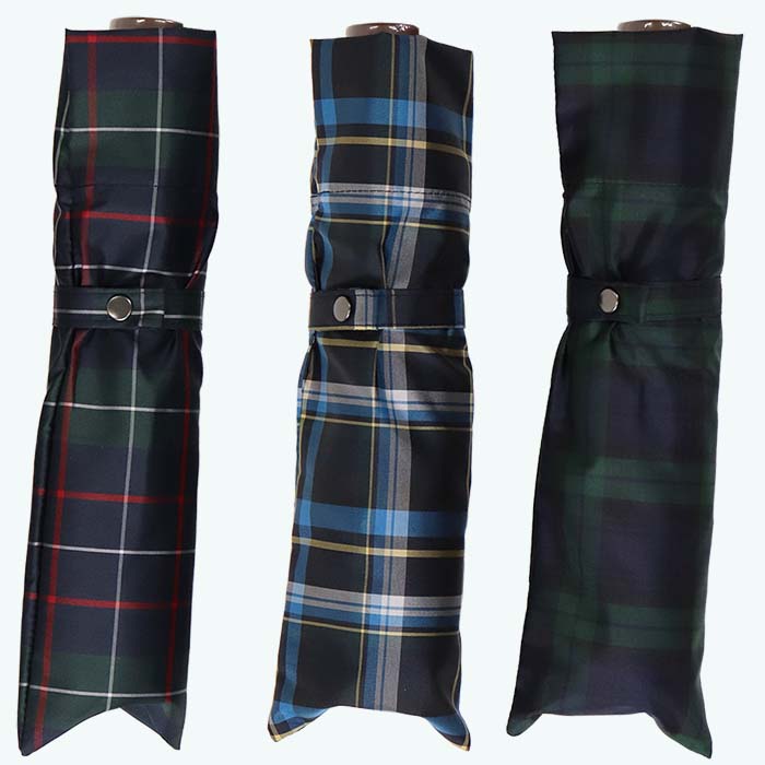 メンズ 雨傘 ミニ傘 392201 先染め チェック柄  日本製 ネイビーXグリーンB ／ まちづくり観光振興機構 折りたたみ UV防止加工 紫外線対策 全天候型 奈良県 田原本町