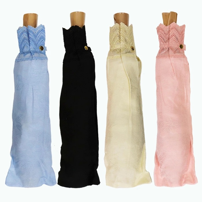 レディース 日傘 ２つ折 577903 レース切継ぎ 花柄サテンジャガード 日本製 ブラック ／ まちづくり観光振興機構 UV防止加工 紫外線対策 高級 おしゃれ 奈良県 田原本町