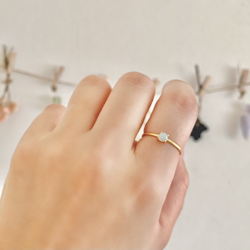 15号 オパール リング (Silver925 18KGP仕上げ) 指輪 ／ Maco アクセサリー シルバー ヘアライン加工 プレゼント 奈良県 田原本町