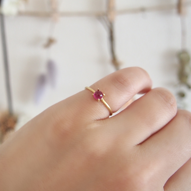 13号 ルビー リング(Silver925 18KGP仕上げ) 指輪 ／ Maco アクセサリー シルバー ヘアライン加工 プレゼント 奈良県 田原本町