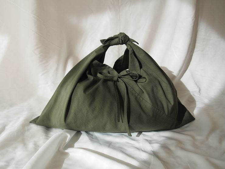 あづま袋 （エコバッグ） カラー カーキ Lサイズ 1セット ／ Maco 風呂敷 風呂敷バック 綿ポリ 奈良県 田原本町
