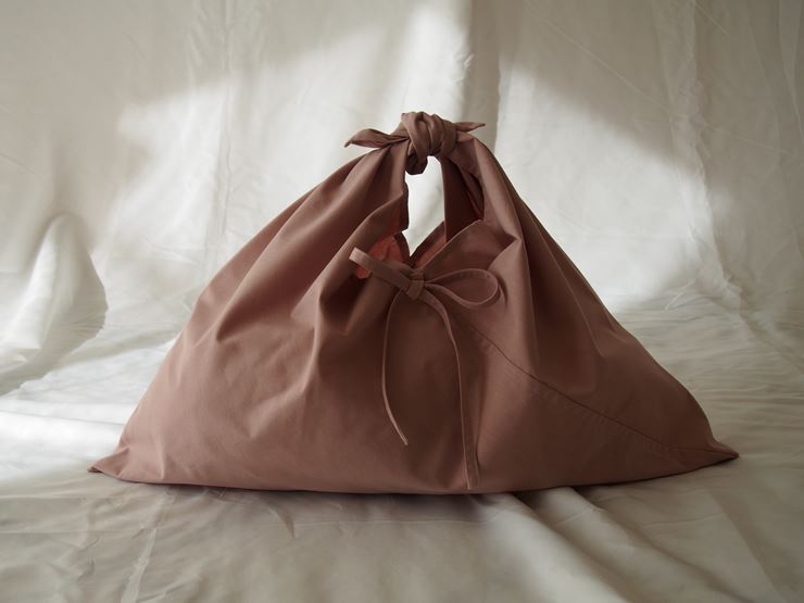 あづま袋 （エコバッグ） カラー スモークピンク Lサイズ1セット ／ Maco 風呂敷 風呂敷バック 綿ポリ 奈良県 田原本町
