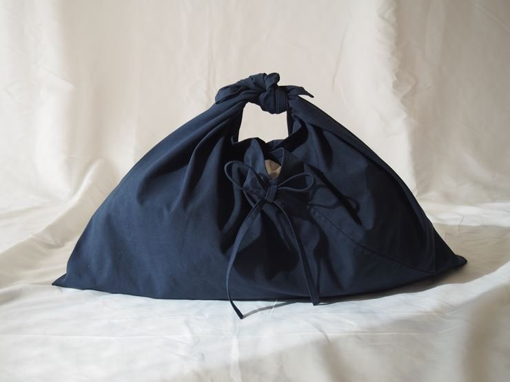 あづま袋 （エコバッグ） カラー 紺 Lサイズ 1セット ／ Maco 風呂敷 風呂敷バック 綿ポリ 奈良県 田原本町