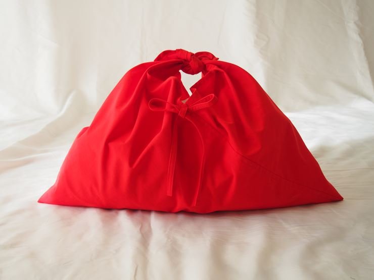 あづま袋 （エコバッグ） カラー レッド Lサイズ 1セット ／ Maco 風呂敷 風呂敷バック 綿ポリ 奈良県 田原本町