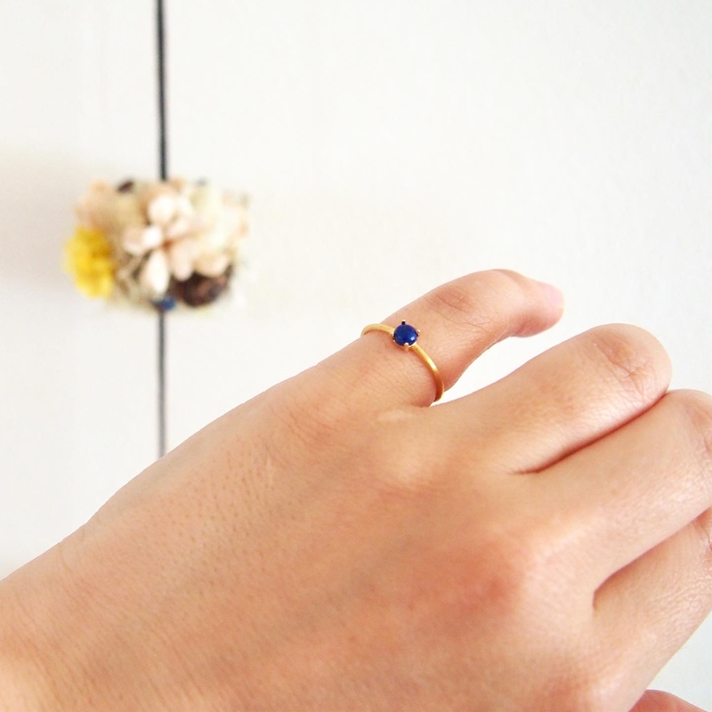 11号 ラピスラズリ リング (Silver925 18KGP仕上げ) 指輪 ／ Maco アクセサリー シルバー ヘアライン加工 プレゼント 奈良県 田原本町