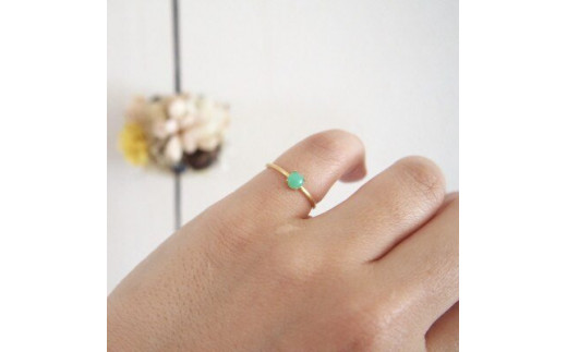 13号 天然石 クリソプレーズ リング (Silver925 18KGP仕上げ) 指輪 ／ Maco アクセサリー シルバー ヘアライン加工 プレゼント 奈良県 田原本町