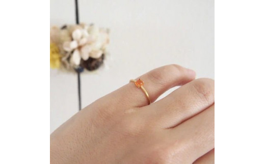 11号 天然石 カーネリアン リング (Silver925 18KGP仕上げ) 指輪 ／ Maco アクセサリー シルバー ヘアライン加工 プレゼント 奈良県 田原本町