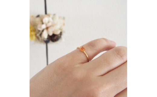 13号 天然石 カーネリアン リング (Silver925 18KGP仕上げ) 指輪 ／ Maco アクセサリー シルバー ヘアライン加工 プレゼント 奈良県 田原本町