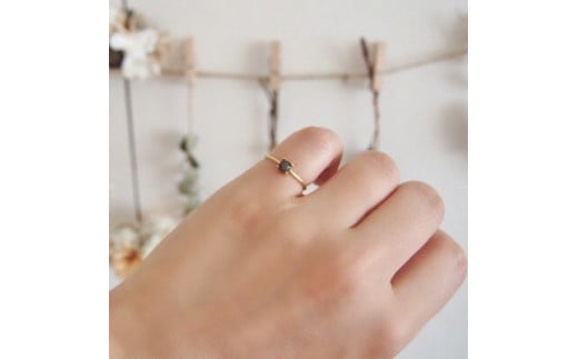 11号 天然石 ブラックオパール リング (Silver925 18KGP仕上げ) ／ Maco アクセサリー シルバー ヘアライン加工 プレゼント 奈良県 田原本町