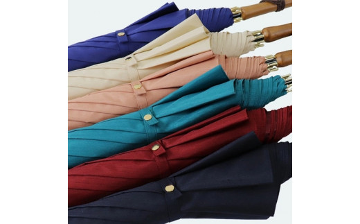 レディース雨傘 長傘 シャンタン無地 手開き 日本製 ライトベージュ 173202 ／ まちづくり観光振興機構 モダン 高級感 奈良県 田原本町