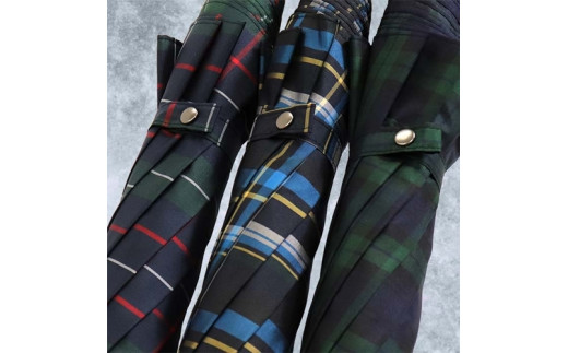 メンズ雨傘 トップレス折傘 372201 先染チェック 日本製 ネイビー×グリーンB ／ まちづくり観光振興機構 モダン 高級感 奈良県 田原本町