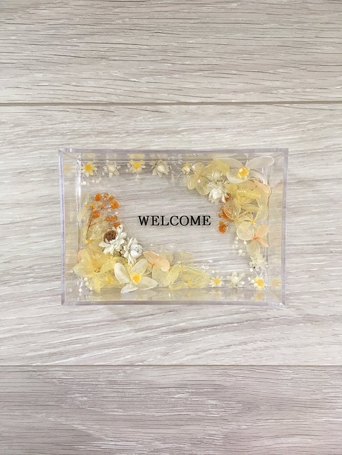 ハーバリウムプレート Welcome to my home （オイル少量タイプ） イエロー ／ kanon インテリア プリザーブドフラワー ドライフラワー ハンドメイド品 奈良県 田原本町