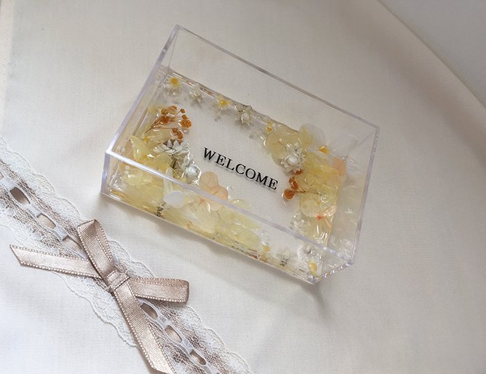 ハーバリウムプレート Happy Wedding （オイル少量タイプ） イエロー ／ kanon インテリア プリザーブドフラワー ドライフラワー ハンドメイド品 奈良県 田原本町