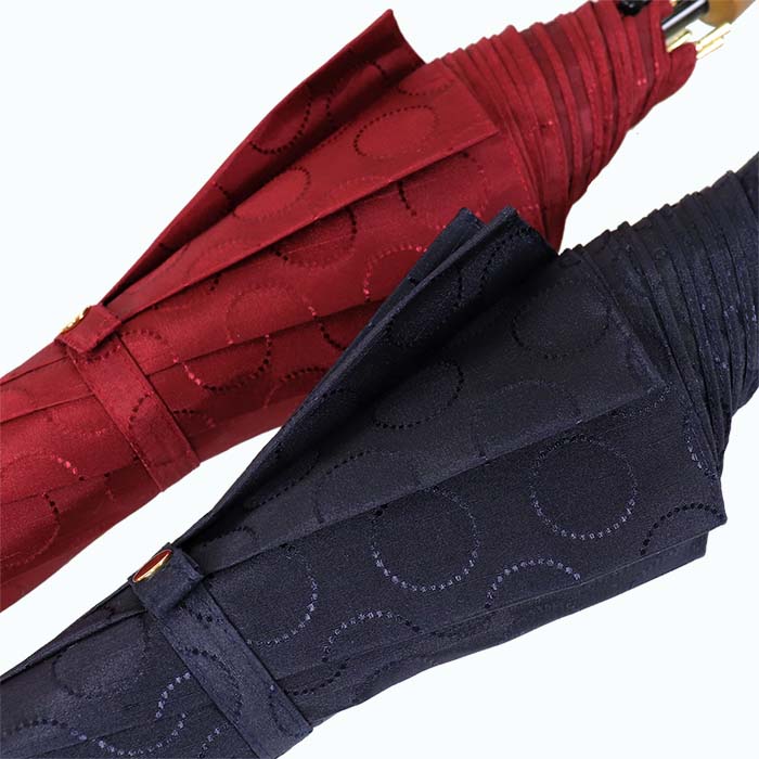 レディース雨傘 長傘 173702 シャンタンジャガード無地 ドットサークル ジャンプ 日本製 ダークネイビー ／ まちづくり観光振興機構 UV防止加工 紫外線対策 全天候型 奈良県 田原本町