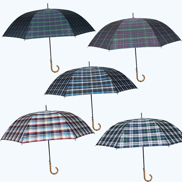 メンズ雨傘 長傘 322202 先染チェック ジャンプ傘 70cm アルミ骨 日本製 ライトグレー ／ まちづくり観光振興機構 UV防止加工 紫外線対策 全天候型 奈良県 田原本町