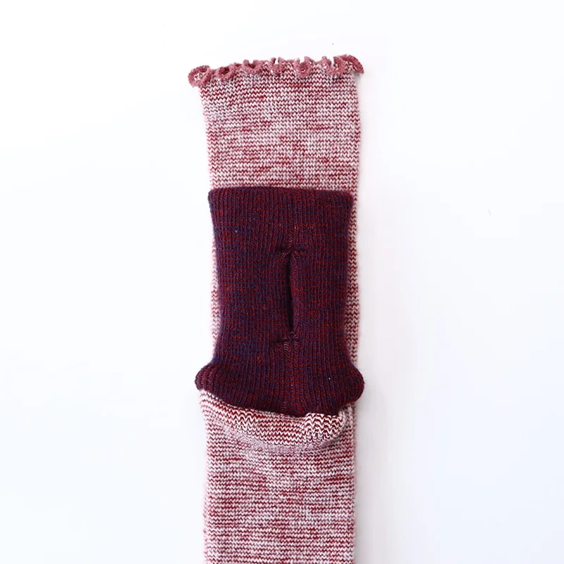 アームウォーマー ニュアンスカラー切り返しパターン レッド＆エンジ ／ まちづくり観光振興機構 アームカバー レディース メンズ 冷え防止 国産 奈良県 田原本町